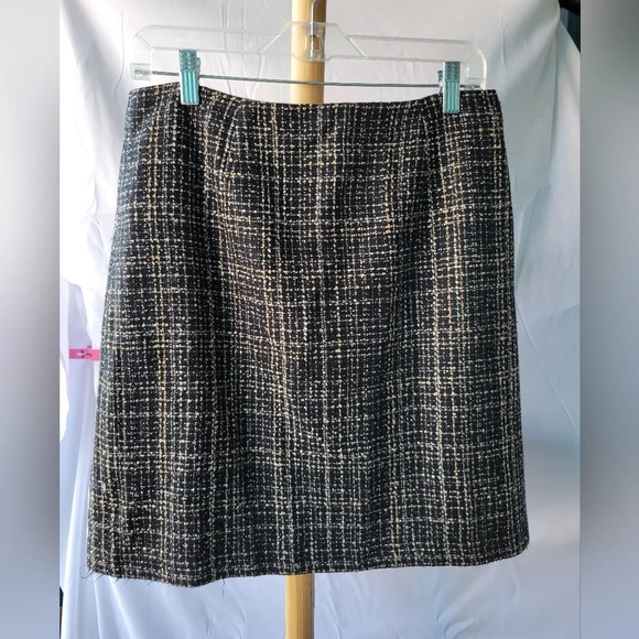 Simply Mannequin Tweed Skirt Black White  Tan Zipper Back Slit 12P - Picture 2 of 9